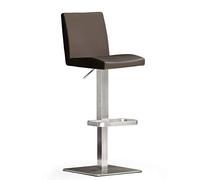 Robas Lund LO.PES Chaise de bar/Tabouret de bar, PU/Inox, carré/tournable 180°, environ 40 x 85-110 x 52 cm, marron