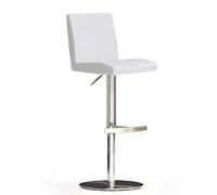 Robas Lund LO.PES Chaise de bar/Tabouret de bar, PU/Inox, rond/tournable 360°, environ 42 x 85-110 x 52 cm, blanc