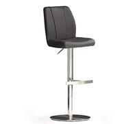 Robas Lund NA.OMI Chaise de bar/Tabouret de bar, Cuir/Inox, rond/tournable 360°, environ 42 x 89-114 x 52 cm, noir