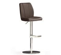 Robas Lund NA.OMI Chaise de bar/Tabouret de bar, Cuir/Inox, rond/tournable 360°, environ 42 x 89-114 x 52 cm, marron