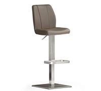 Robas Lund NA.OMI Chaise de bar/Tabouret de bar, PU/Inox, carré/tournable 180°, environ 41 x 89-114 x 52 cm, cappuccino