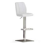 Robas Lund NA.OMI Chaise de bar/Tabouret de bar, PU/Inox, carré/tournable 180°, environ 41 x 89-114 x 52 cm, blanc