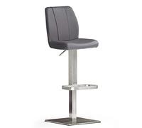 Robas Lund NA.OMI Chaise de bar/Tabouret de bar, PU/Inox, carré/tournable 180°, environ 41 x 89-114 x 52 cm, gris
