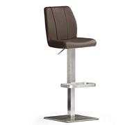 Robas Lund NA.OMI Chaise de bar/Tabouret de bar, PU/Inox, carré/tournable 180°, environ 41 x 89-114 x 52 cm, marron