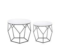 Robas Lund Table Basse, Blanc 1 x LxHxP 50x40x50 cm, 1 x LxHxP 40x36x40 cm