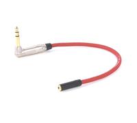ROBAUN Adaptateur jack stéréo mâle coudé 6,35 mm vers jack stéréo femelle 3,5 mm, convertisseur audio, prise casque(Red-BK,0.29m)
