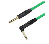 ROBAUN Câble de guitare for instrument, câble jack TS 6,35 mm, câble droit vers angle droit de 6,35 mm, cordon de guitare basse électrique for clavier(BK-Green,1m)