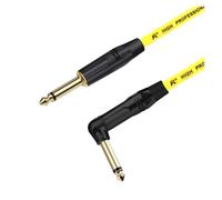 ROBAUN Câble de guitare for instrument, câble jack TS 6,35 mm, câble droit vers angle droit de 6,35 mm, cordon de guitare basse électrique for clavier(BK-Yellow,1m)