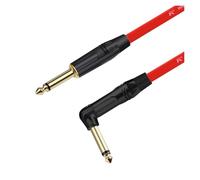 ROBAUN Câble de guitare for instrument, câble jack TS 6,35 mm, câble droit vers angle droit de 6,35 mm, cordon de guitare basse électrique for clavier(BK-Red,2m)