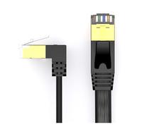 ROBAUN Câble Ethernet CAT 7 Câble LAN RJ45 Cat7 100 cm 300 cm 500 cm 10 m Câble réseau plat RJ 45 Cordon de raccordement Câble à angle droit haut et bas à 90 degrés(ST-DO-BK,1m)