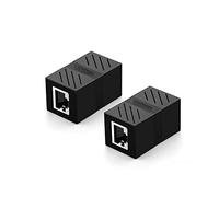 ROBAUN Connecteur RJ45 Extension de rallonge réseau Ethernet compatible avec Cat7 Cat6 Cat5e Adaptateur de câble Ethernet Gigabit femelle vers femelle(2pcs Black)