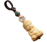 ROBAUN-keychain Mini porte-clés Antique en bois, statue de bouddha Sakyamuni, porte-clés de bouddha en prière for ornements porte-bonheur Feng Shui