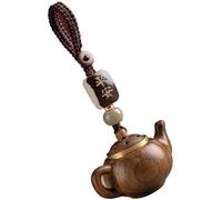 ROBAUN-keychain Porte-clés théière créatif, porte-clés pendentif théière ajouré, Mini breloque de sac théière en bois 3D for les amateurs de thé, cadeau
