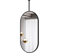 ROBAUN Miroir de Salle de Bain, Miroir de Maquillage, Miroir Ovale en métal Noir, Miroir de Plafond avec Tige de Suspension Miroirs de Salle de Bain(27.6" L x 15.8" W)