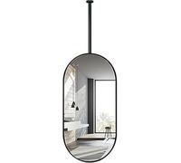 ROBAUN Miroir Ovale de Plafond avec Tige de Suspension, Miroir de Salle de Bain Noir, Miroir Mural Personnalisable, Miroir de Maquillage for Salon Miroirs de Salle de Bain(23.6" L x 15.8" W)