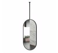 ROBAUN Miroir Suspendu au Plafond avec Poteau en métal, Miroir de Salle de Bain Suspendu au Mur, Miroir Ovale Noir doré Miroirs de Salle de Bain(Zwart,23.6" L x 15.7" W)