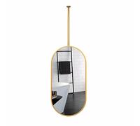 ROBAUN Miroir Suspendu au Plafond avec Poteau en métal, Miroir de Salle de Bain Suspendu au Mur, Miroir Ovale Noir doré Miroirs de Salle de Bain(Złoty,23.6" L x 15.7" W)