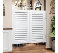 ROBAUN Portes battantes de café, Porte intérieure en Bois à persiennes préfabriquées, avec Porte de Barre Chauve-Souris en Bois à Fermeture Automatique, Portes de café(Wit,W90xH80cm/36x32in)