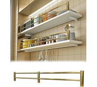 ROBAUN Rail basculant for étagères de Cuisine avec Double clôture, Barres de Garde-Corps d'étagère 10 12 16 24 28 30 36 40 Pouces, présentoir décoratif doré for bibliothèque(3 Pack,30in/76.2cm)