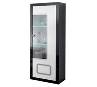 ROBBIE - Vitrine 1 Porte Droite Laqué Noir et Blanc