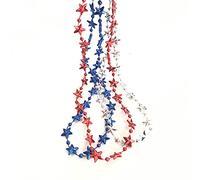 Robbstark Lot de 18 colliers de perles patriotiques pour adultes et enfants, rouge, blanc et bleu, étoile à cinq branches