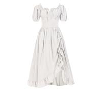 Robe 2025 pour femme avec taille définie, manches courtes, col carré, robe trapèze, volants, robe haute basse avec cordon de serrage 0 Clone Trooper Costume Cosplay, Blanc., S
