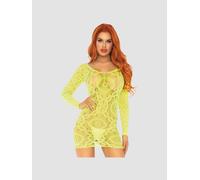 Robe 86794 Manches Longues & Dentelle Jaune Fluo