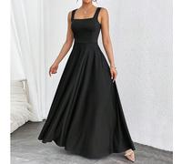 Robe À Balançoire Sans Manches Avec Encolure Carrée Pour Femmes Et Ceinture À La Taille Cintrée L,M,S,XSUnicoloreÉtoffe