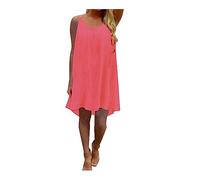Robe à bretelles creuses sans manches pour femme de couleur unie - Robe de plage d'été décontractée pour le quotidien, les vacances et les voyages, rose vif, M