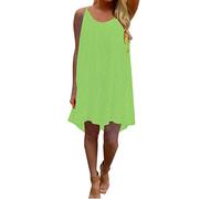 Robe à bretelles en dentelle sans manches pour femme - Robe d'été décontractée pour le voyage et les vacances, Vert, 3XL