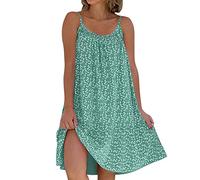 Robe à Bretelles Femme Ete Fleurie Ete Sexy de Plage De Mode Col en U Florale d'été Courte et Ample Dress sans Manches à Fines Bretelles Décontractée Lâche Courte