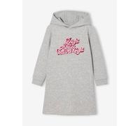 Robe à capuche en molleton fille détails fantaisie gris chiné 6A