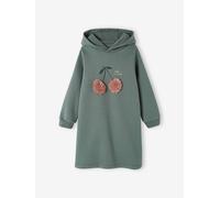 Robe à capuche en molleton fille détails fantaisie vert 8A