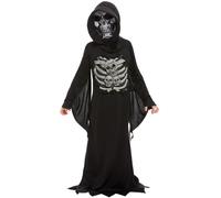 Robe À Capuche Garçons Halloween Squelette Faucheuse Costume Fantaisie Neuf