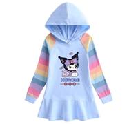 Robe à Capuche Kawaii pour Enfants, Robe Jupe Princesse imprimée de Dessin animé en Coton pour Les Petites Filles de 3 à 11 Ans,Bleu,120cm