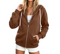 Robe à capuche longue pour femme, forme de robe longue, fermeture éclair sur le devant, col haut, style confortable et facile d'entretien, pour les journées scolaires, les sorties en famille et les