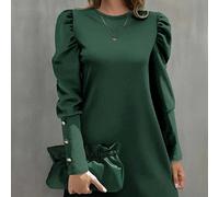 Robe à col rond et manches gigot pour femmes, printemps/été L,M,S,XLUnicoloreTissu tricoté