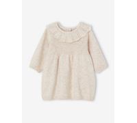 Robe à collerette en tricot bébé beige chiné 6M(67CM)