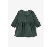 Robe à collerette en velours milleraies bébé vert sapin 3M(60CM)