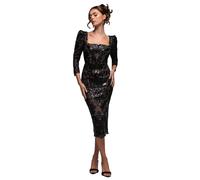 Robe à encolure carrée femme Goddiva Midi Noir 38