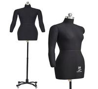 Robe à épingler grande taille avec bras souples - Torse de mannequin féminin sur roues pour couturières - Idéal pour la couture de vêtements et la couture