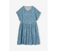 Robe à fleurs boutonnée fille bleu ciel 4A