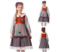 Robe à Fleurs Écrasées de Ranch Rustique avec Chapeau et Bandeau, Tenue Allemande pour Fête de la Bière pour Filles de 4 à 10 Ans, Déguisement Fete D'Octobre Carnaval pour Noël Halloween