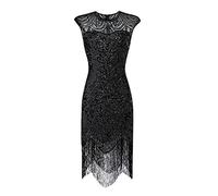 Robe à Franges à Sequins Années 20 - V Neck Paillettes Femme Flapper Soirée Longue Perlée Gatsby Élégante Vintage Danse Tango Latine