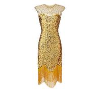 Robe à Franges à Sequins années 20 V Neck Robe à Paillettes Robe Femme Flapper Robe de Soirée Longue Robe Perlée Gatsby Robe Élégante Vintage Danse Tango Latine