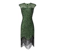 Robe à Franges à Sequins années 20 V Neck Robe à Paillettes Robe Femme Flapper Robe de Soirée Longue Robe Perlée Gatsby Robe Élégante Vintage Danse Latine Tango