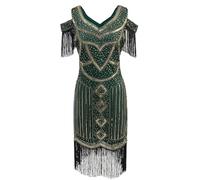 Robe à Franges Paillettes Femme Sexy Chic Elegante Robe Danse Latine Disco Femme Robe Soiree De Gala Mariage Paillettes Robe Rockabilly Costume de Festival Robe de Party Club Cocktail du Soir