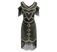 Robe à Franges Paillettes Femme Sexy Chic Elegante Robe Danse Latine Disco Femme Robe Soiree De Gala Mariage Paillettes Robe Rockabilly Costume de Festival Robe de Party Club Cocktail du Soir