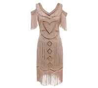 Robe à Franges Paillettes Femme Sexy Chic Elegante Robe Danse Latine Disco Femme Robe Soiree De Gala Mariage Paillettes Robe Rockabilly Costume de Festival Robe de Party Club Cocktail du Soir