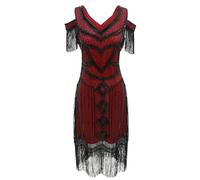 Robe à Franges Paillettes Femme Sexy Chic Elegante Robe Danse Latine Disco Femme Robe Soiree De Gala Mariage Paillettes Robe Rockabilly Costume de Festival Robe de Party Club Cocktail du Soir